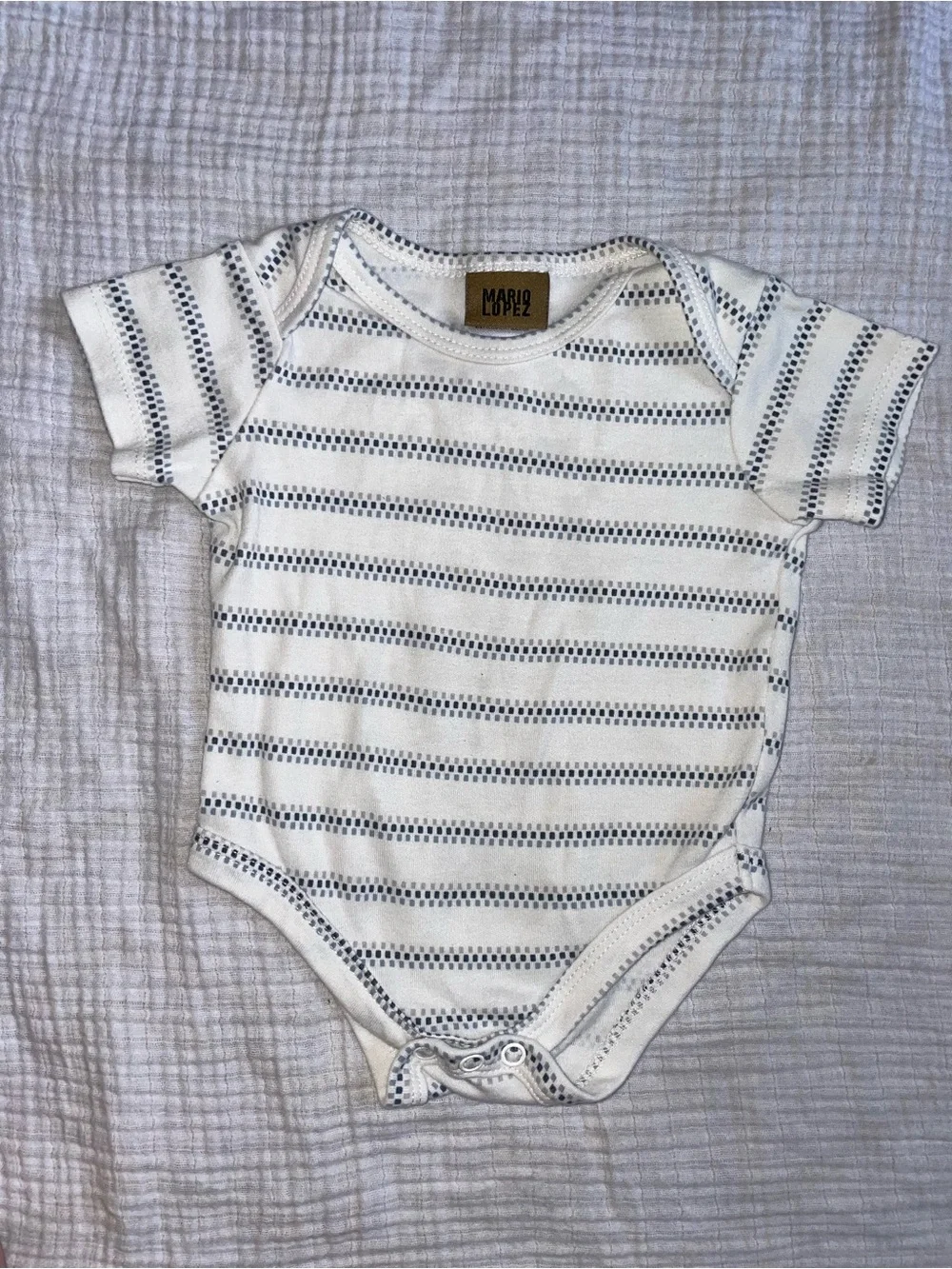 Bundle of Baby Boy One-Pieces in Navy, Light Blue, Gray, Cream, and White